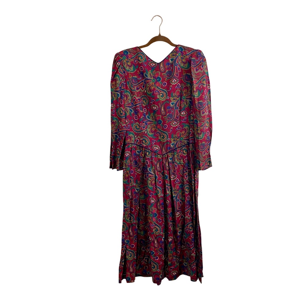 Vtg Lanz Originals Rayon Paisley Dress 14 Whimsigoth Dark Academia Button Back‎